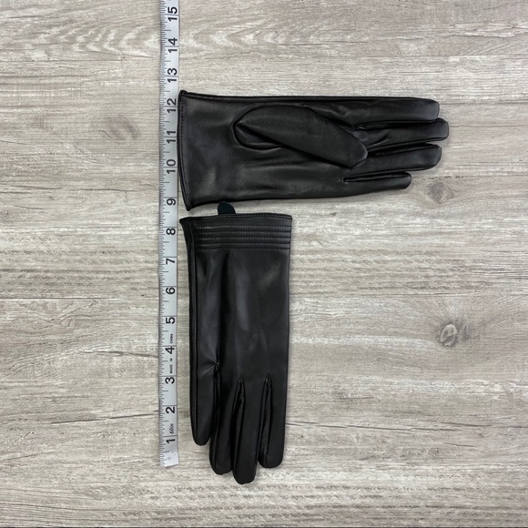 NWOT Black Faux Leather Winter Gloves - Picture 3 of 4
